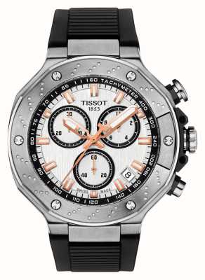 Tissot Chronographe T-race | cadran chrono blanc | bracelet en silicone noir T1414171701100