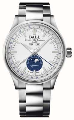 Ball Watch Company calendrier lunaire ingénieur ii | 40mm | édition limitée | cadran blanc et bleu | bracelet en acier inoxydable NM3016C-S1J-WH