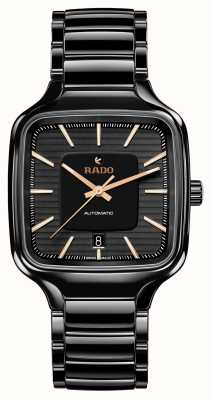 RADO Cadran noir automatique véritable carré (38 mm) / bracelet en céramique high-tech noire R27078172