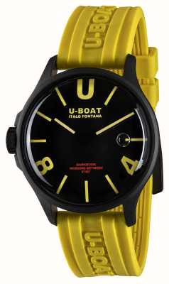 U-Boat Darkmoon pvd (44 mm) cadran courbe noir et jaune / bracelet en silicone jaune 9522