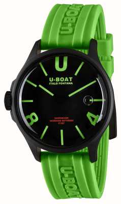 U-Boat Darkmoon pvd (44 mm) cadran courbe noir et vert / bracelet en silicone vert 9534