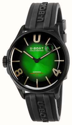 U-Boat Darkmoon pvd (40mm) cadran vert soleil noble / bracelet caoutchouc vulcanisé noir 9503/A