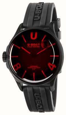U-Boat Darkmoon pvd - verre rouge (40mm) cadran noir / bracelet caoutchouc vulcanisé noir 9306