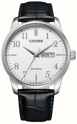 Citizen Hommes | éco-conduite | cadran blanc | bracelet en cuir noir BM8550-14A