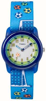 Timex Cadran blanc pour enfant (29 mm) / ballon de foot à bracelet bleu TW7C16500