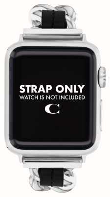 Coach Bracelet Apple Watch (38/40/41mm) cuir noir chaine acier inoxydable 14700187