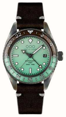 Out Of Order After eight automatique gmt (40mm) cadran vert menthe / cuir marron chocolat OOO.001-25.AE