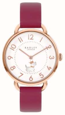 Cadran blanc Royal Radley / bracelet cuir rose foncé RY21646