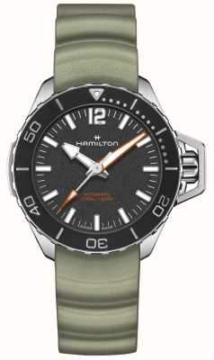 Hamilton Kaki marine frogman automatique (41 mm) cadran noir / bracelet caoutchouc vert H77455331