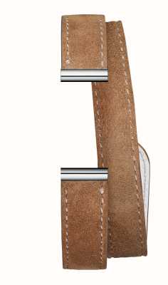 Herbelin Bracelet montre interchangeable Antarès - double tour cuir suédé marron / acier inoxydable - bracelet seul BRAC17048A187