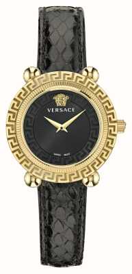 Versace Greca twist (35mm) cadran noir / cuir noir VE6I00323