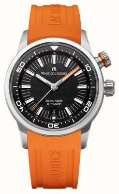 Maurice Lacroix Pontos s diver (42mm) cadran noir / ensemble multibracelet caoutchouc orange PT6248-SS00L-330-J