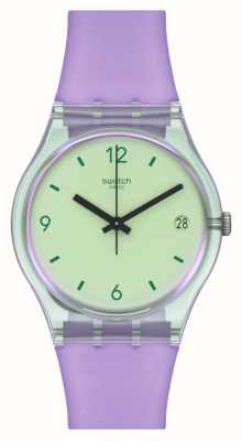 Swatch Cadran vert Mystic sunrise / bracelet en matière biosourcée violet SO28G401