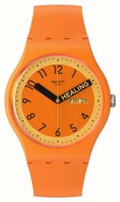 Swatch Cadran orange fièrement orange / bracelet silicone orange SO29O700