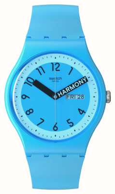 Swatch Cadran bleu fièrement bleu / bracelet silicone bleu SO29S702
