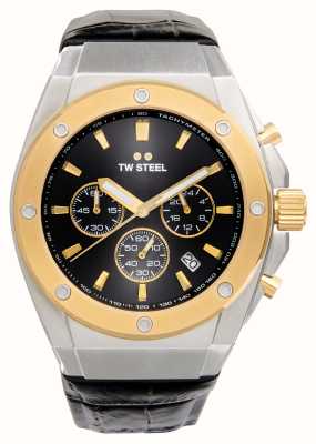 TW Steel Ceo tech (44mm) cadran chronographe noir / bracelet cuir noir CE4111