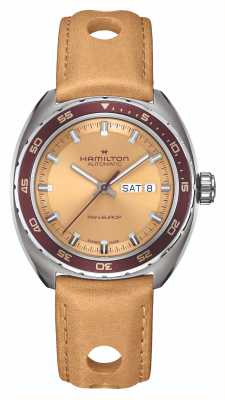Hamilton American Classic Pan Europ Day-Date automatique (42 mm) cadran beige / bracelets beige et bordeaux H35435820