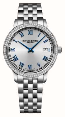 Raymond Weil Toccata pour femme (34mm) cadran argenté / serti de diamants / bracelet en acier inoxydable 5385-STS-00653