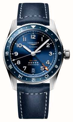 LONGINES Spirit zulu time (39mm) cadran bleu / bracelet cuir bleu L38024932