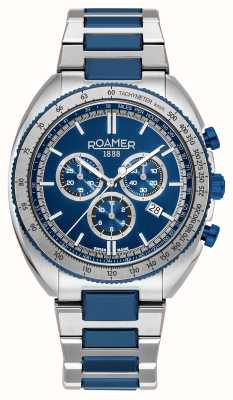 Roamer Power chrono homme (44mm) cadran bleu / bracelet acier inoxydable bleu 868837 42 45 70