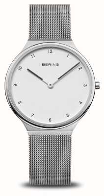 Bering Cadran blanc ultra fin (34 mm) / bracelet en maille d'acier inoxydable 18434-004