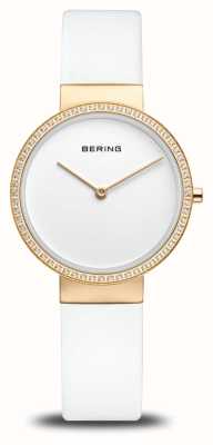 Bering Cadran blanc classique pour femme (31 mm) / bracelet en cuir blanc 14531-630