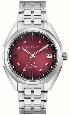 Bulova Cadran rouge étoile de jet pour homme / bracelet en acier inoxydable 96B401