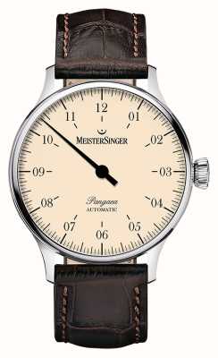MeisterSinger Pangea automatique (40mm) cadran ivoire / bracelet cuir marron PM9903
