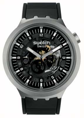 Swatch Big bold irony dark irony acier inoxydable (47mm) cadran squelette noir / caoutchouc noir SB07S105