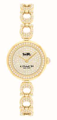 Coach Cadran serti de cristaux Gracie (23 mm) pour femme / bracelet en acier inoxydable avec cristaux dorés 14504219