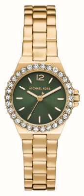 Michael Kors Lennox (30 mm) cadran vert / bracelet en acier inoxydable doré MK7395