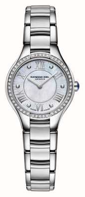 Raymond Weil Quartz Noemia (24 mm) cadran serti de diamants en nacre blanche / bracelet en acier inoxydable 5124-S2S-00966