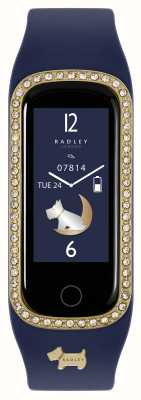 Radley Bracelet de suivi d'activité intelligent série 8, ensemble de cristaux, bracelet en silicone bleu encre RYS08-2144
