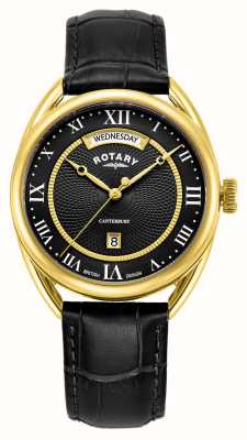 Rotary Canterbury traditionnel pour homme (38 mm) cadran noir / bracelet en cuir noir GS05533/10
