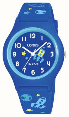 Lorus Cadran bleu espace 100 m (34 mm) pour enfant / silicone bleu RRX45HX9