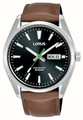 Lorus Classique automatique jour/date 100 m (42,5 mm) cadran noir soleillé / cuir marron RL457BX9