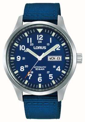 Lorus Sport automatique jour/date 100m (42mm) cadran bleu foncé / nylon bleu foncé RL409BX9