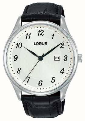 Lorus Date classique (42,2 mm) cadran soleillé blanc / cuir noir RH913PX9