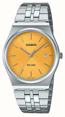 Casio Quartz analogique série Mtp (35 mm) cadran soleillé jaune safran / bracelet en acier inoxydable MTP-B145D-9AV