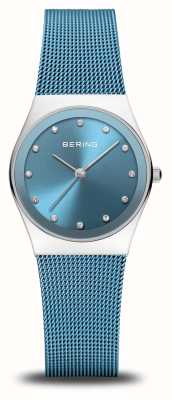 Bering Cadran bleu classique (27 mm) pour femme / bracelet en maille d'acier inoxydable bleu 12927-308