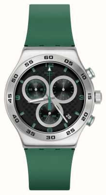 Swatch Cadran noir vert carbonique (43 mm) / bracelet caoutchouc vert YVS525