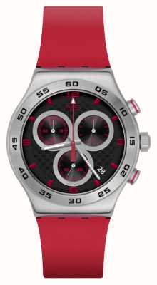 Swatch Rouge carbonique cramoisi (43 mm) cadran noir / bracelet caoutchouc rouge YVS524