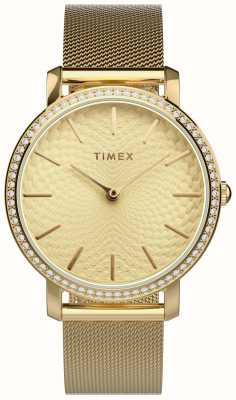 Timex Cadran doré pour femme (34 mm) / bracelet en maille d'acier doré TW2V52200
