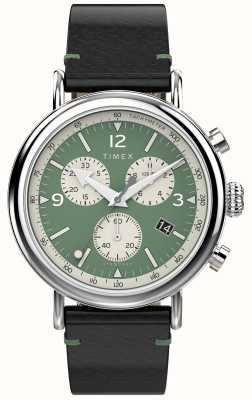 Timex Chrono Waterbury pour homme (41 mm) cadran vert / bracelet cuir marron TW2V71000