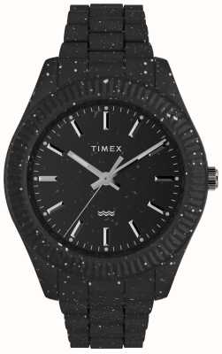 Timex Montre Legacy Ocean pour hommes (42 mm), cadran noir / bracelet noir en matériau océanique #tide TW2V77000