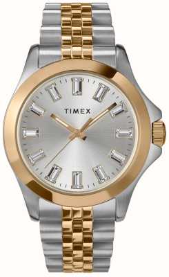 Timex Montre femme kaia (38 mm) cadran argenté / bracelet acier inoxydable bicolore TW2V79700
