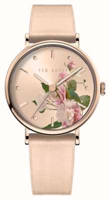 Ted Baker Montre femme phylipa (34 mm) rose fleuri / bracelet cuir rose BKPPHF307