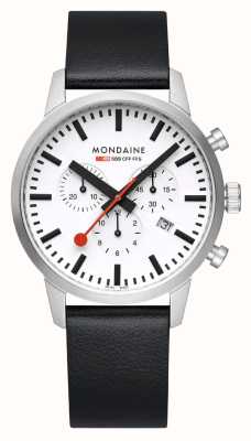 Mondaine Chronographe Neo (41 mm) cadran blanc / bracelet cuir raisin noir MSD.41411.LBV