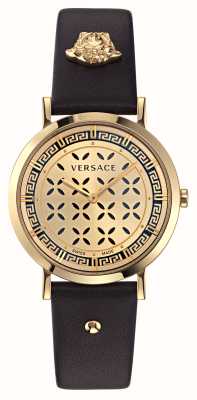 Versace Cadran doré nouvelle génération (35 mm) / cuir noir VE3M01023