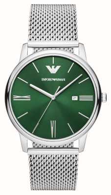 Emporio Armani Cadran vert pour homme (42 mm) / bracelet en maille d'acier inoxydable AR11578